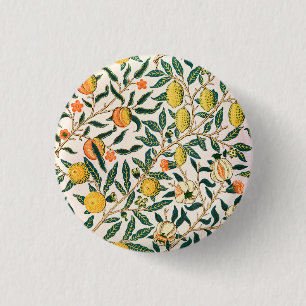 William Morris Fruit Pomegranate Weißer Ornament Button