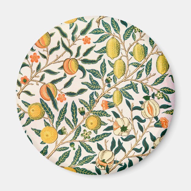 William Morris Fruit Pomegranate Weißer Ornament Magnet (Vorne)