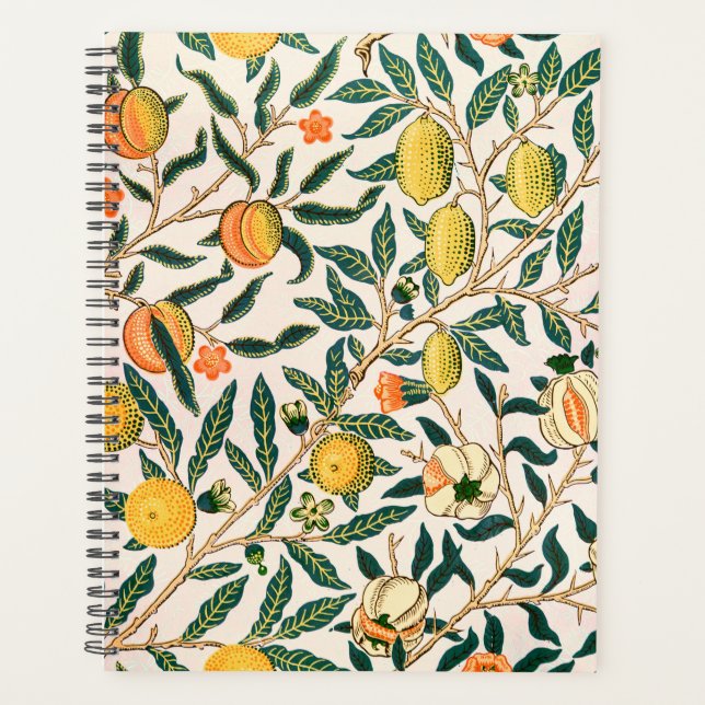 William Morris Fruit Pomegranate Weißer Ornament Planer (Vorderseite)