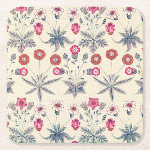 William Morris Gänseblümchen Blumenmuster Rot Oran Rechteckiger Pappuntersetzer