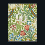 William Morris Garden Postkarte<br><div class="desc">Eine wunderschöne Lilie und andere Blume,  rot-blau und orange mit grünen Blätter in einem William Morris Tapete. Passen Sie Ihren eigenen Text an. Vintage farbenfrohe präRaphaelite Blumen schöne Kunst.</div>