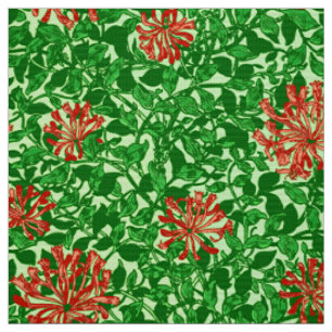 William Morris-Geißblatt, korallenrotes Rotes und Stoff