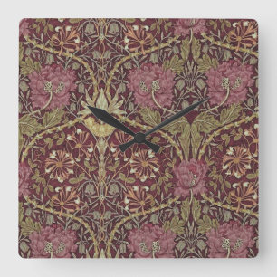William Morris, Geißblatt, mit Blumen. Muster, Quadratische Wanduhr