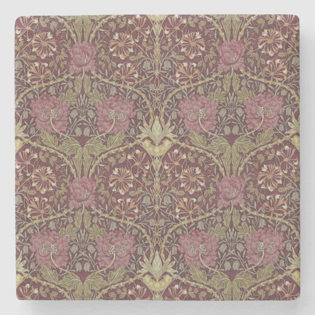 William Morris, Geißblatt, mit Blumen. Muster, Steinuntersetzer (Vorderseite)
