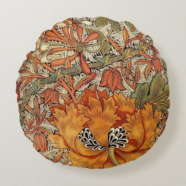 William Morris-Geißblatt Rundes Kissen (Vorderseite)