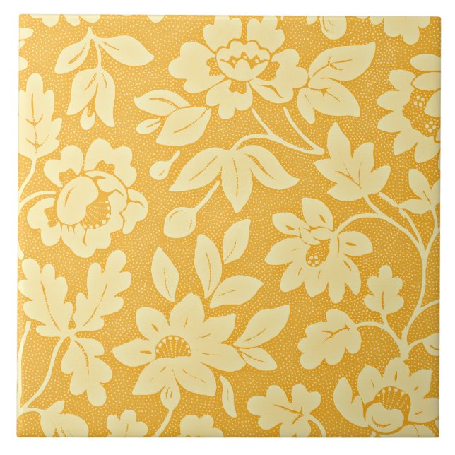 William Morris Gelbes Blumenmuster Fliese (Vorderseite)