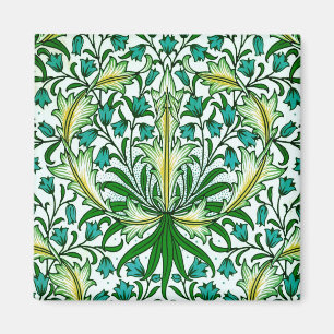 William Morris Gold Aqua Floral Wallpaper Magnet