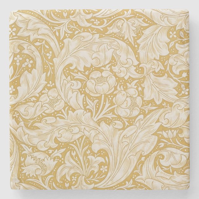 William Morris Gold Bachelors Button Floral Steinuntersetzer (Vorderseite)