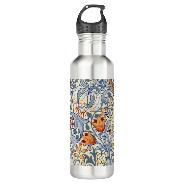 William Morris Gold Lily Victorian Wallpaper Edelstahlflasche (Vorderseite)