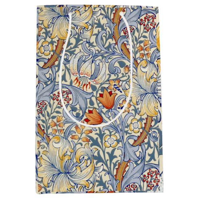 William Morris Gold Lily Viktorianisch Wallpaper Mittlere Geschenktüte (Vorderseite)