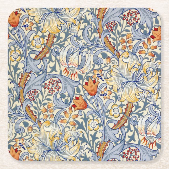 William Morris Gold Lily Viktorianisch Wallpaper Rechteckiger Pappuntersetzer (Vorderseite)