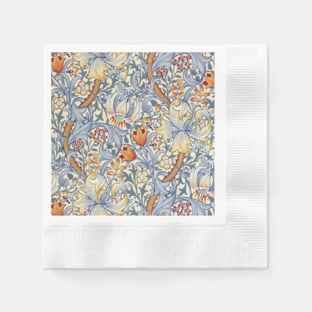 William Morris Gold Lily Viktorianisch Wallpaper Serviette (Vorderseite)