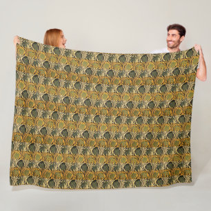 William Morris Gold-Tulpen-Lilien-Vintage-Tapete Fleecedecke