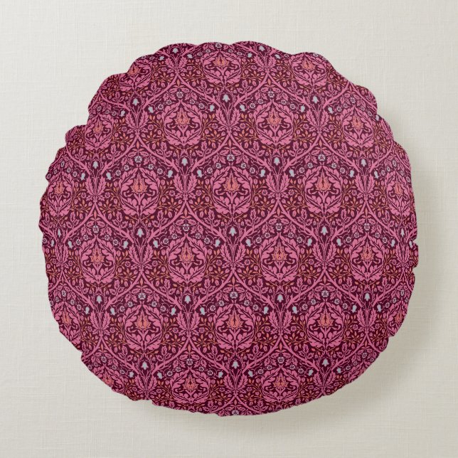 William Morris Golden Bough in Plum Rundes Kissen (Vorderseite)