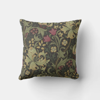 william-morris-golden-lilie-kohle-schwarz-gold kissen