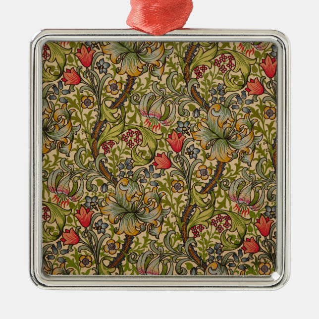 William Morris Golden Lily Antique Ornament Aus Metall (Vorne)