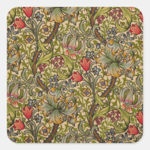 William Morris Golden Lily Antique Quadratischer Aufkleber