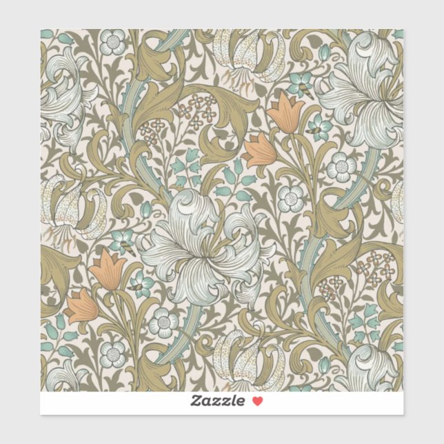 William Morris Golden Lily Blue Gold Classic Aufkleber (Blatt)
