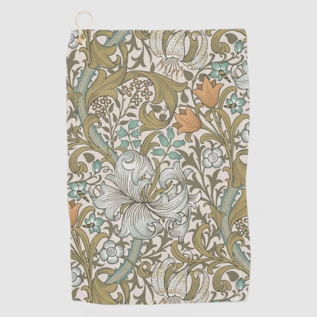 William Morris Golden Lily Blue Gold Classic Golfhandtuch (Vorderseite)