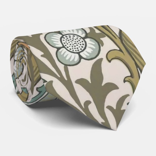 William Morris Golden Lily Blue Gold Classic Krawatte (Gerollt)