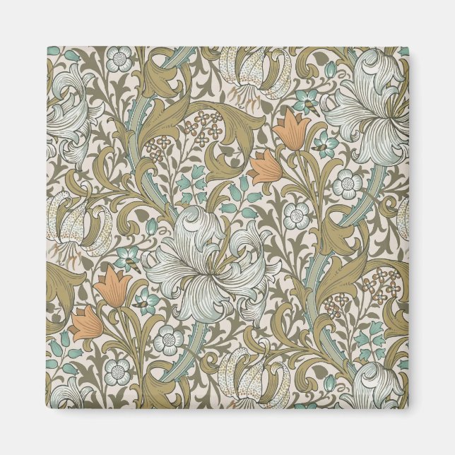 William Morris Golden Lily Blue Gold Classic Magnet (Vorne)