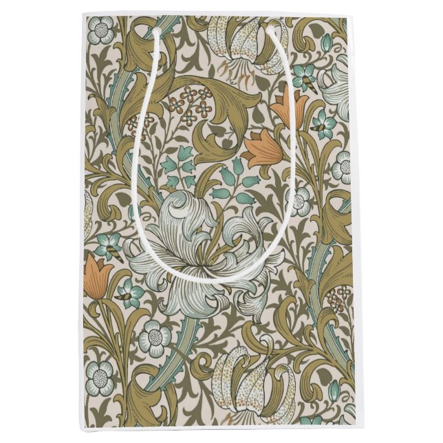 William Morris Golden Lily Blue Gold Classic Mittlere Geschenktüte (Vorderseite)