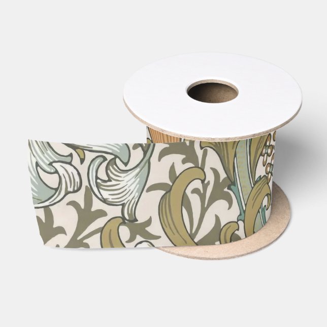 William Morris Golden Lily Blue Gold Classic Satinband (Spule)