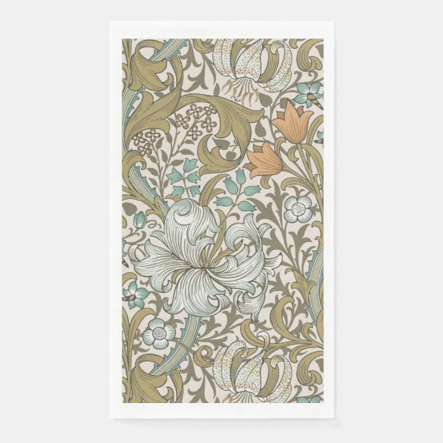 William Morris Golden Lily Blue Gold Classic Serviette (Vorderseite)
