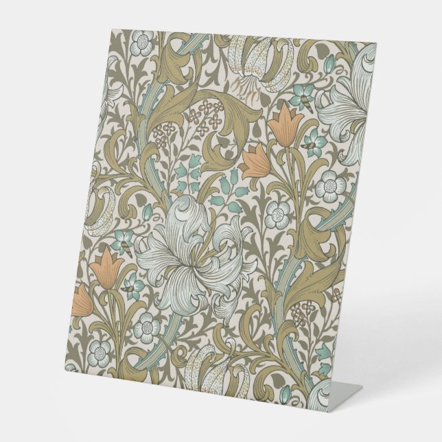 William Morris Golden Lily Blue Gold Classic Sockelschild (Vorderseite)