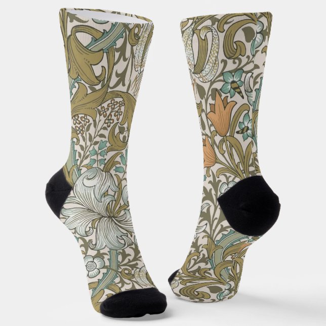 William Morris Golden Lily Blue Gold Classic Socken (Gewinkelt)
