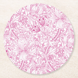 William Morris Golden Lily Blumenmuster Runder Pappuntersetzer