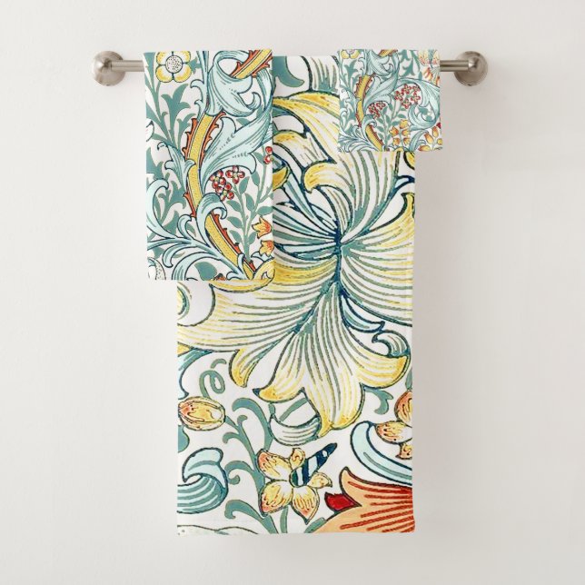 William Morris Golden Lily Floral Pattern Badhandtuch Set (Insitu)
