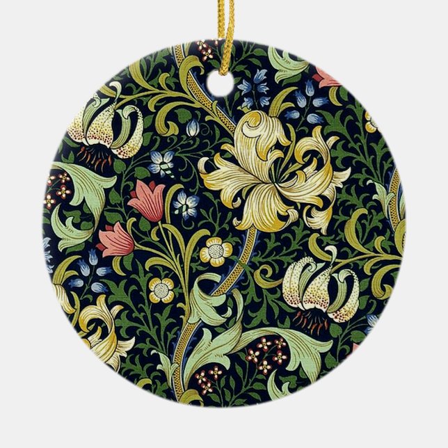 William Morris Golden Lily Floral Pattern Keramik Ornament (Vorne)