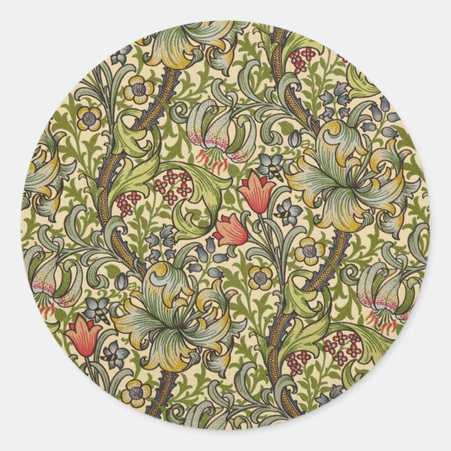 William Morris Golden Lily Runder Aufkleber (Vorderseite)