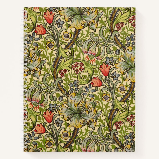 William Morris Golden Lily Vintages Blumendesign Notizbuch (Vorderseite)