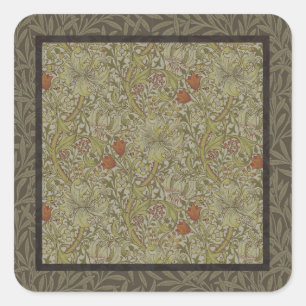 William Morris Golden Lily Willow Bough Muster Quadratischer Aufkleber