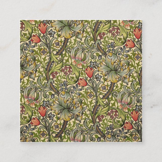 William Morris Golden Living Relected Pattern Quadratische Visitenkarte (Vorderseite)