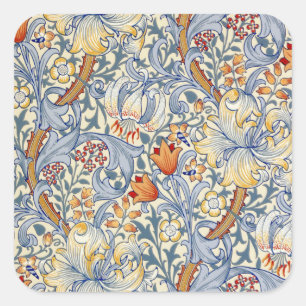 William Morris Goldene Lilie viktorianische Tapete Quadratischer Aufkleber