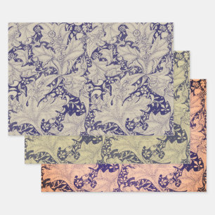 William Morris Goldlack Muster Antique Blau Geschenkpapier Set