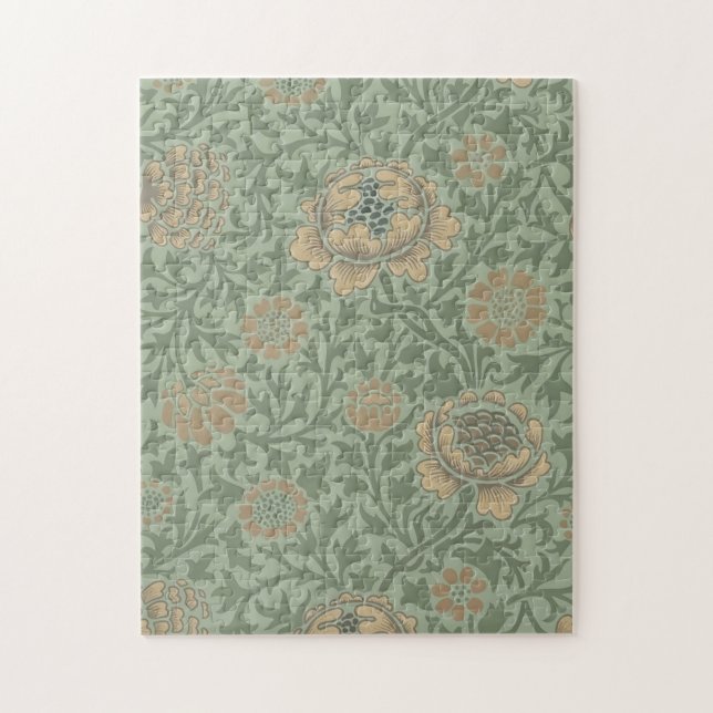 William Morris Grafton Blummenmuster Salbeigrün  (Vertikal)