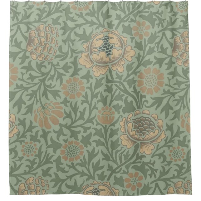 William Morris Grafton Blummenmuster Salbeigrün  Duschvorhang (Vorderseite)