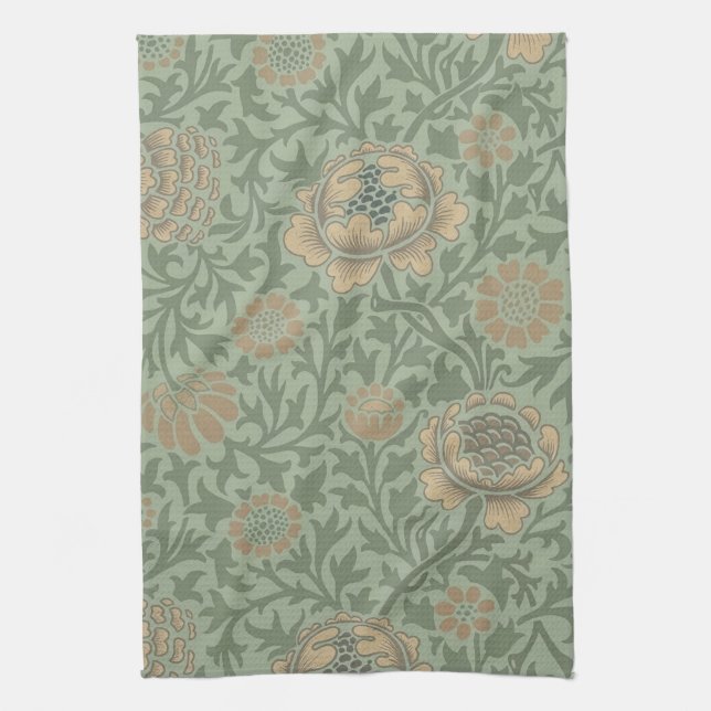 William Morris Grafton Blummenmuster Salbeigrün  Geschirrtuch (Vertikal)