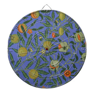 William Morris Granatapfel Blaue Farbige Tapete Dartscheibe