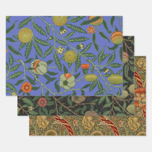 William Morris Granatapfel Blaue Farbige Tapete Geschenkpapier Set