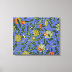 William Morris Granatapfel Blaue Farbige Tapete Leinwanddruck