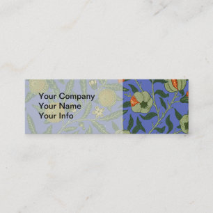 William Morris Granatapfel Blaue Farbige Tapete Mini Visitenkarte