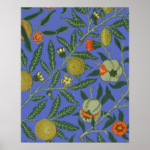 William Morris Granatapfel Blaue Farbige Tapete Poster