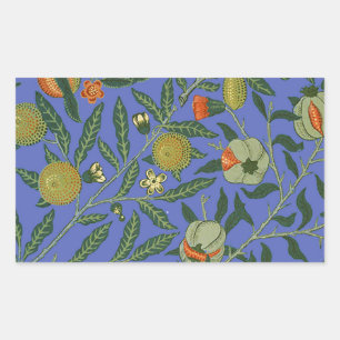William Morris Granatapfel Blaue Farbige Tapete Rechteckiger Aufkleber