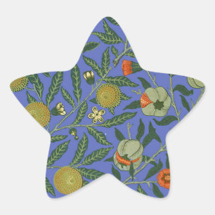 William Morris Granatapfel Blaue Farbige Tapete Stern-Aufkleber