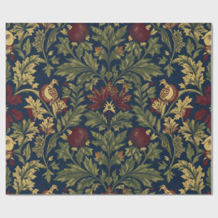 William Morris Granatapfel Blumen Navy Muster Geschenkpapier